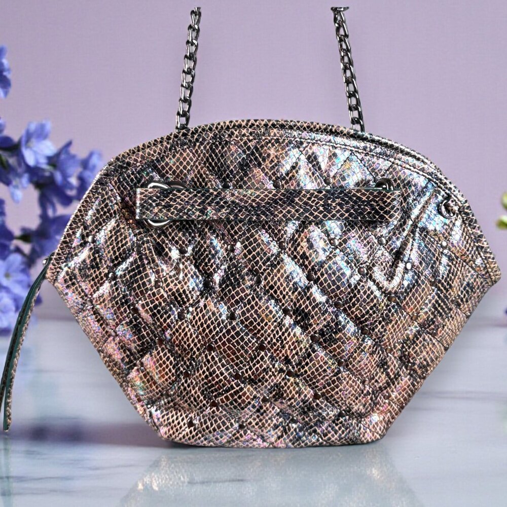 Sharif Metallic Python Embossed Leather Dome Conv… - image 3